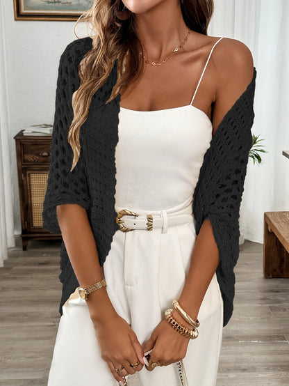 Etleva - Eleganter Hohler Strickjacke Mit Fledermausärmeln