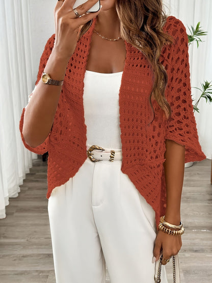 Etleva - Eleganter Hohler Strickjacke Mit Fledermausärmeln