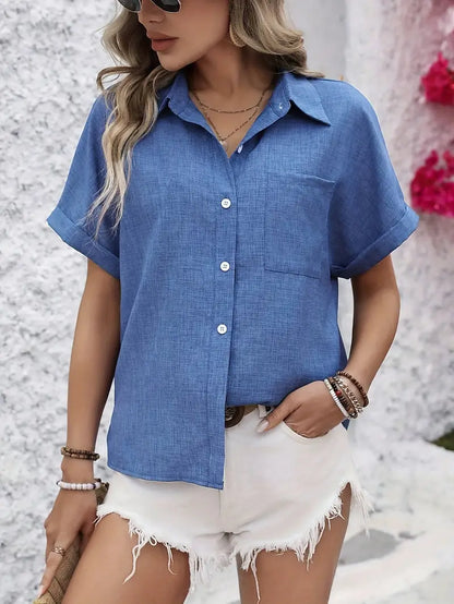 Avina - Elegantes Kurzarm Hemd Mit Tasche